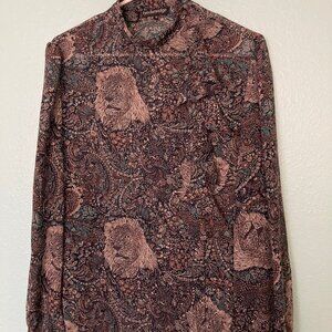 Breckenridge Asymmetrical Lion Print Blouse 14 Multi/Black